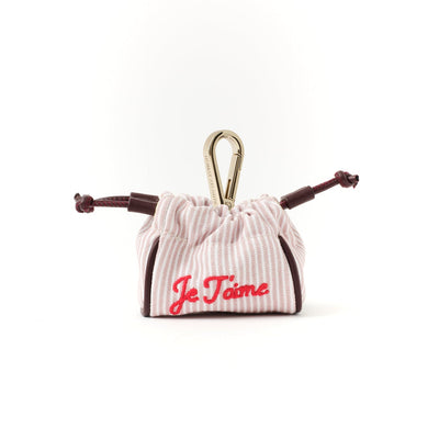 Mini Pouch Stripes Mauve “Je T’aime”