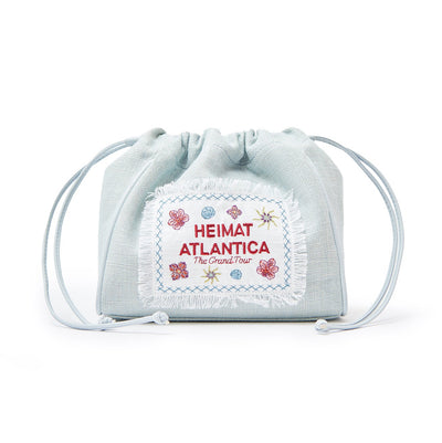 Pouch Linen Ice Blue with Strap "The Grand Tour"