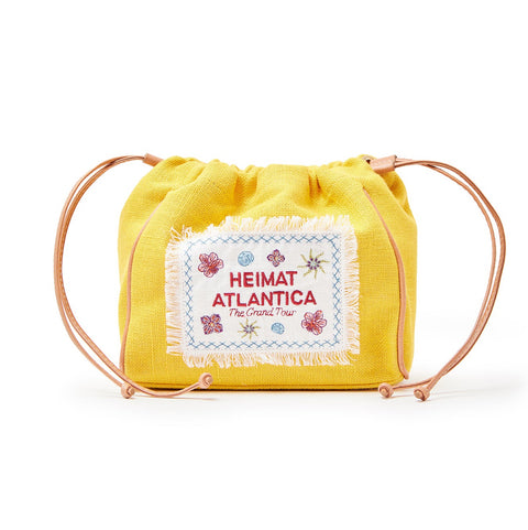 Pouch Linen Yellow with Strap 