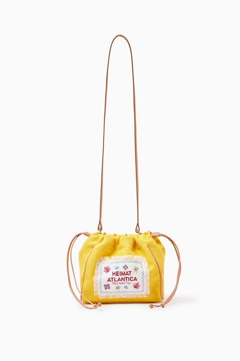 Pouch Linen Yellow with Strap 