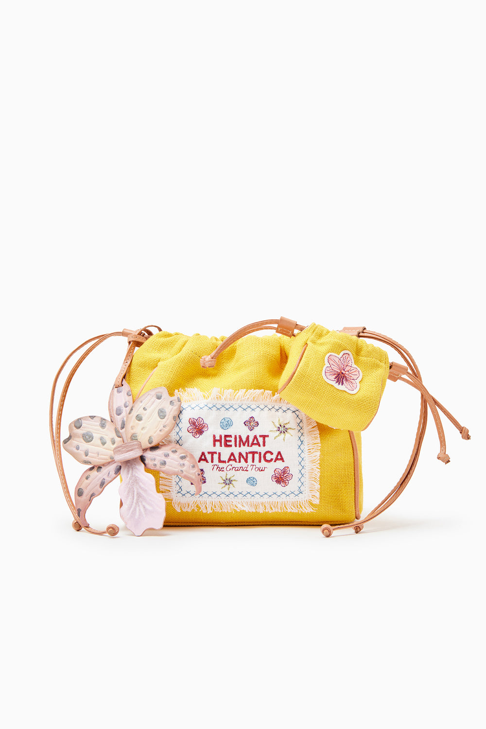 Pouch Linen Yellow with Strap "The Grand Tour"