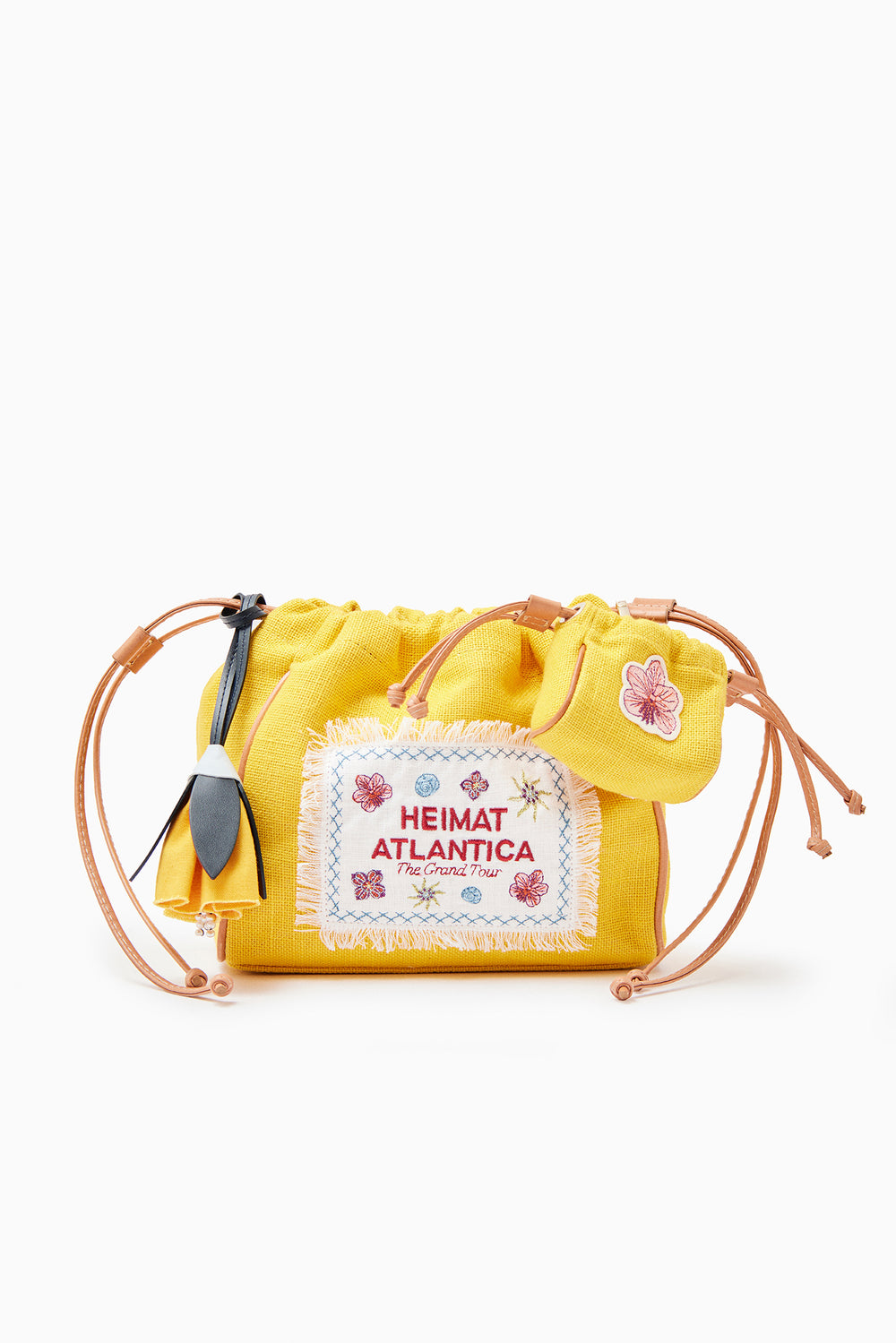 Pouch Linen Yellow with Strap "The Grand Tour"