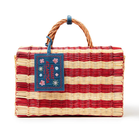 Beach Basket Red Stripes 