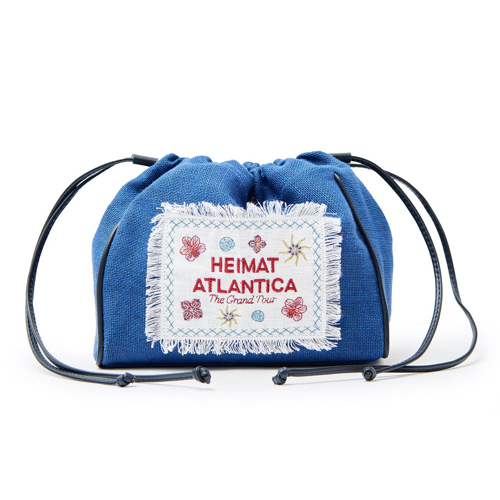 Pouch Linen Cobalt Blue with Strap "The Grand Tour"