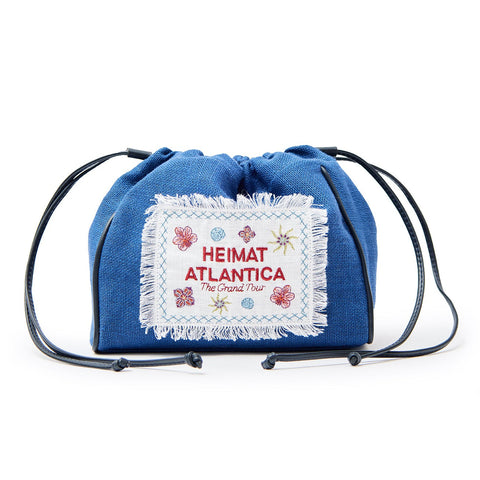 Pouch Linen Cobalt Blue with Strap 