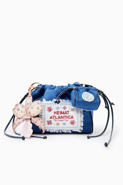 Pouch Linen Cobalt Blue with Strap 