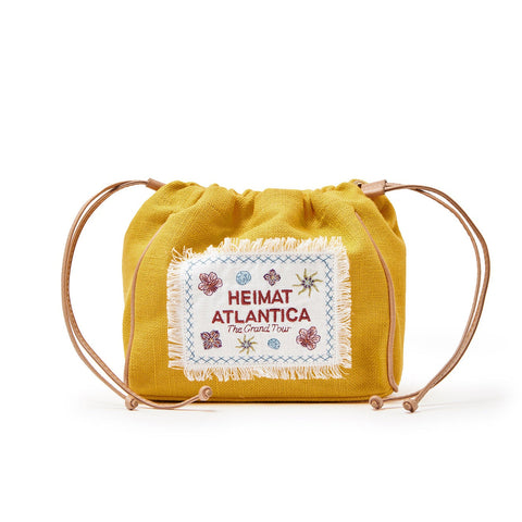 Pouch Linen Yellow with Strap 