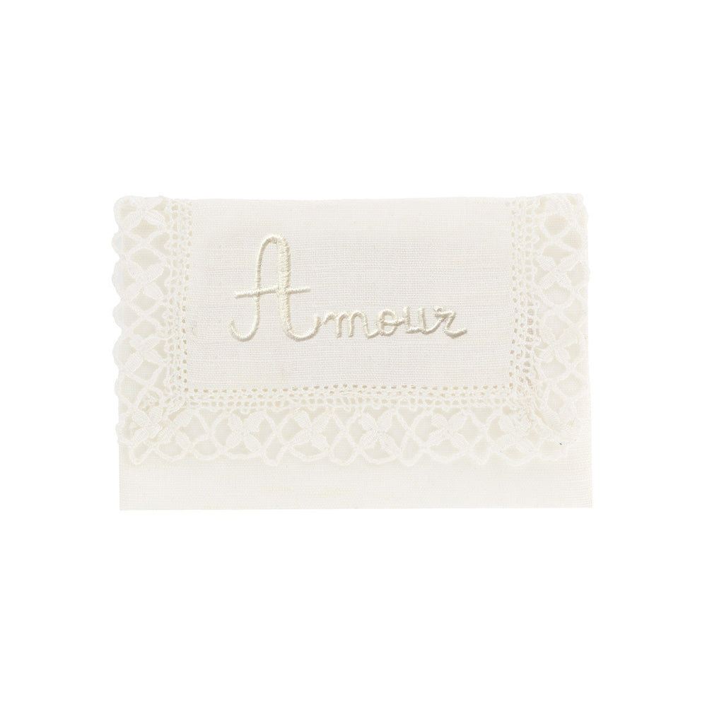 "Camariñas" Jewel Pouch Amour  – Embroidered in White