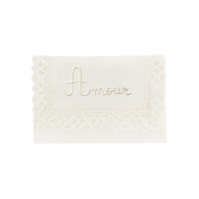 "Camariñas" Jewel Pouch Amour  – Embroidered in White
