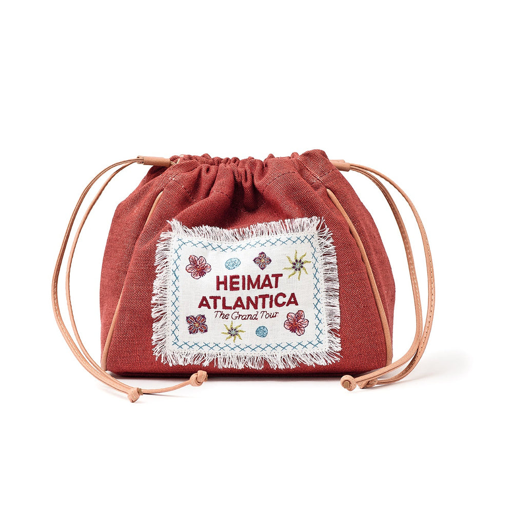 Pouch Linen Terracotta with Strap "The Grand Tour"
