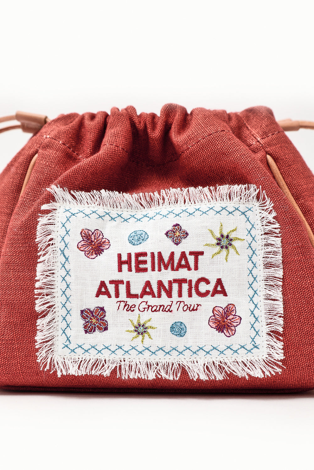 Pouch Linen Terracotta with Strap "The Grand Tour"