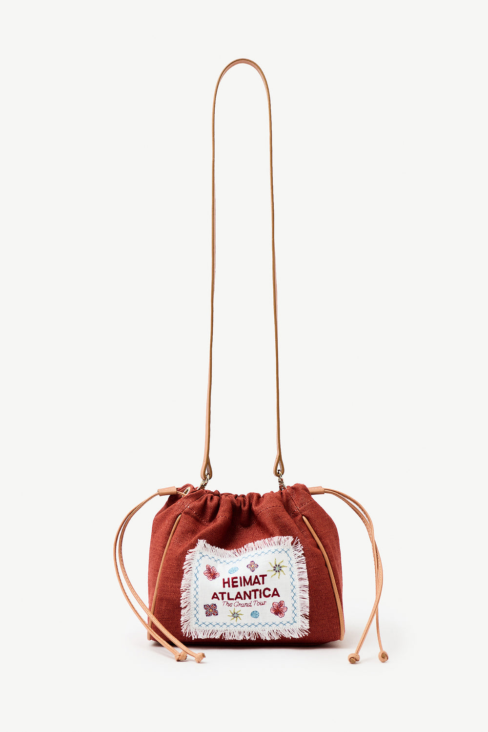 Pouch Linen Terracotta with Strap "The Grand Tour"