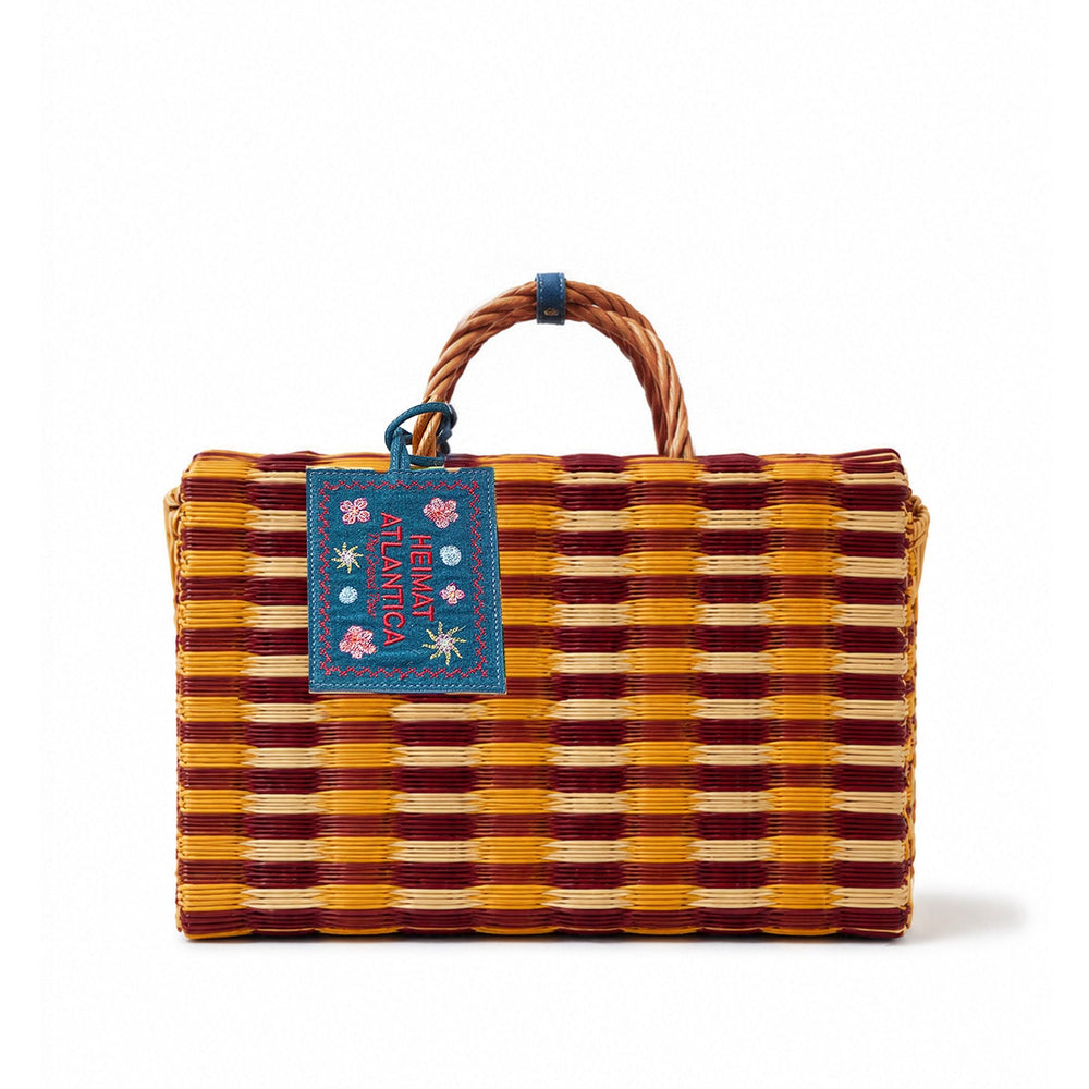 XL Beach Basket Market "The Grand Tour" Burgundy & Mustard