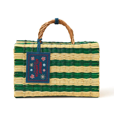 Beach Basket Green Stripes "The Grand Tour"