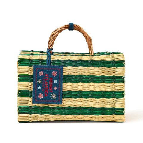 Beach Basket Green Stripes 