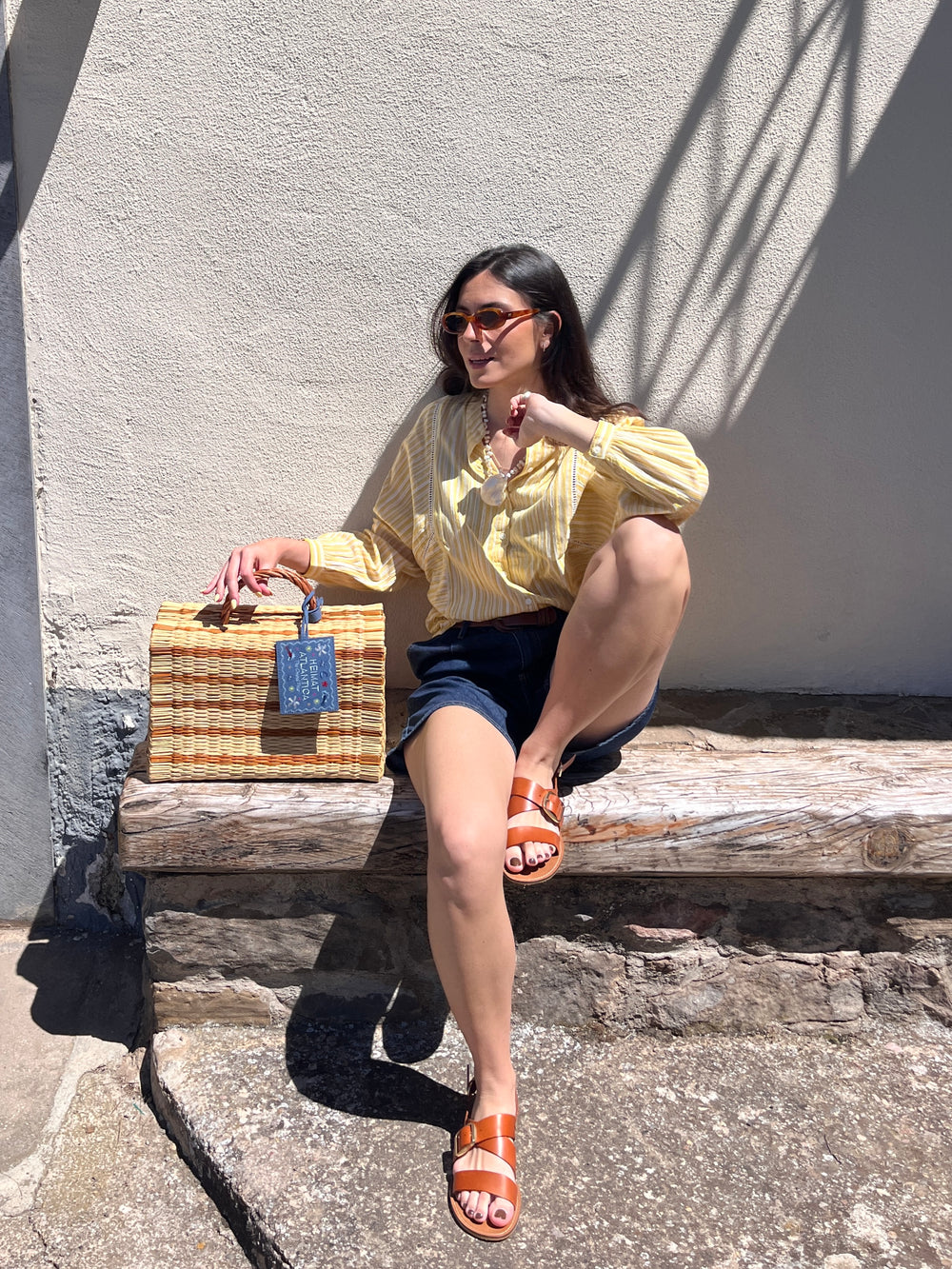 Beach Basket Mustard "The Grand Tour"