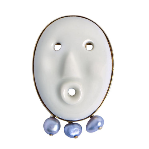 Lares earring in white & blue