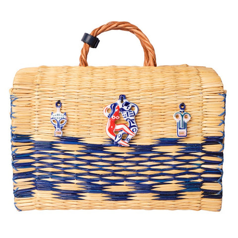 Chacha large blue basket bag